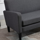 HOMCOM Linen Modern-Curved 2-Seat Sofa Loveseat w/ Thick Cushion Wood Legs Grey