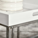 HOMCOM Coffee Table Set of 2 High Gloss Nest of Tables with Steel Frame, White