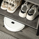 HOMCOM Coat Rack Stand, Shoe Bench with 5 Hooks and Storage Cabinet Grey