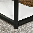 HOMCOM Coffee Table Cocktail Table w/ Faux Marble Top and Steel Frame, White