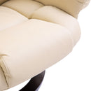 HOMCOM PU Leather Manual Reclining Armchair Footstool Set Padded Seat Cream