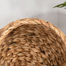PawHut Elevated Kitten Hooded Rattan Cat House Basket Cushion, 42x33x52cm Brown
