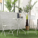 Outsunny Garden Bistro Set for 2 with Folding Chairs and Round Table, White