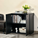 HOMCOM Freestanding Storage Cabinet w/ Two Shelves Wooden Sideboard - Black