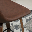 HOMCOM Counter Height Bar stools Set of 2 Mid-Back PU with Wood Legs, Brown