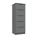 Balagio Ready Assembled Chest of Drawers with 5 Drawers Tallboy - Dusk Grey Gloss