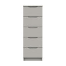 Balagio Ready Assembled Chest of Drawers with 5 Drawers Tallboy - Light Grey Gloss