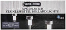 Silver & Stone Solar Powered Stainless Steel Silver Stake Lights Pack Of 10 with White LEDs