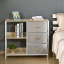 Chest of Drawers Storage  Dresser Cabinet Organizer with 3 Fabric Drawers and 2 Display Shelves for Living Room Bedroom Hallway Beige Organizer