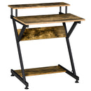 Computer Desk with Monitor Shelf and Storage R Shaped Gaming Study Writing Table for Home Office Brown Office