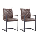 Pair of Darwen Diamond Stitch Carver Chair - Brown