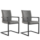 Pair of Darwen Diamond Stitch Carver Chair - Grey