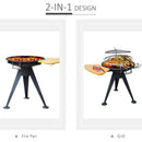 Outsunny Outdoor BBQ with Double Grill and Cutting Board