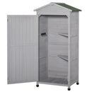 Outsunny 74x55x155cm Garden Storage Shed Cabinet 2 Shelves Hooks Lock Grey