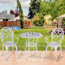 Outsunny 3PCs Garden Bistro Set Cast Aluminium Round Table with 2 Chairs White