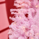 HOMCOM Christmas Tree Slim Pink 5' with 250 Warm White LED Lights