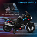 HOMCOM Kids Electric Ride On Motorcycle Bike with Training Wheels 12v - Black