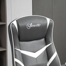 Vinsetto Gaming Chair Ergonomic Computer Chair with Adjustable Height Pedestal Base Home Office Desk Chair PVC Leather Exclusive Swivel Chair Grey and White Racing