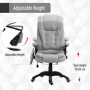 Vinsetto Heated Massage Recliner Office Chair Ergonomic Gaming Heated Home Office Padded  Linen-Feel Fabric & Swivel Base Light Grey Executive Reclining w/ Heating Points Relaxing Headrest