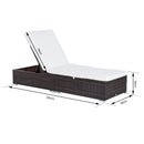 Outsunny PE Rattan Sun Lounger with Cushion, Outdoor Garden Sunbed Furniture with 5-Level Recliner Backrest, and Armrest, Brown