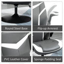 Vinsetto Gaming Chair Ergonomic Computer Chair with Adjustable Height Pedestal Base Home Office Desk Chair PVC Leather Exclusive Swivel Chair Grey and White Racing