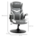 Vinsetto Gaming Chair Ergonomic Computer Chair with Adjustable Height Pedestal Base Home Office Desk Chair PVC Leather Exclusive Swivel Chair Grey and White Racing