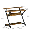 Computer Desk with Monitor Shelf and Storage R Shaped Gaming Study Writing Table for Home Office Brown Office