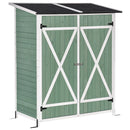 Outsunny Garden Storage Shed Tool Organizer w/ Table, 139x75x160cm, Green