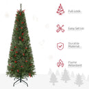 HOMCOM 2.1m Christmas Tree Slim 5' with Berries