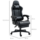 Vinsetto Racing Gaming Chair with Swivel Wheel PU Leather Recliner Gamer Desk for Home Office Black