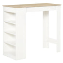 HOMCOM Kitchen Bar Table with Side Shelves - White & Oak