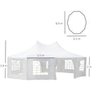 Outsunny White Octagonal Part Gazebo / Wedding Marquee 8.9m x 6.5m