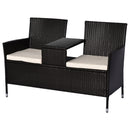 Outsunny Companion Seat Table Chair Conservatory Rattan Loveseat Garden Bench