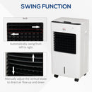 Portable Air Cooler Evaporative Cooler Humidifier with Ice Crystal Box Remote Controller 7.5 Hour Timer 3 Mode 3 Speed Swing and Ice Cooling Function for Bedroom Dorm Office White 9 Settings Fan