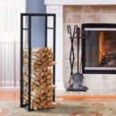 150cm Tall Metal Firewood Log Holder Rack Double Tier w/ Balanced Base Side Rails Indoor Outdoor Traditional Fireplace Log Storage Cradle 150x40cm