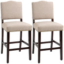 HOMCOM Modern Fabric Bar Stools Set of 2 Bar Chairs with Back Footrest Beige