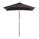 Outsunny Wooden Patio Umbrella Market Parasol Outdoor Sunshade 6 Ribs Deep Grey