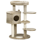 PawHut Cat Tree for Indoor Cats Tower w/ Ramp, Bed, Cat House, Toy Ball - Brown