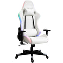 Vinsetto Gaming Chair with RGB LED Light 2D Arm Lumbar Support Swivel Office Computer Recliner Racing Gamer Desk Chair for Home White w/ Home Recliner