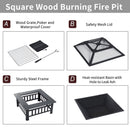 Outsunny Metal Large Firepit  w/ Rain Cover  86 x 86 x 54cm, Black