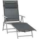 Outsunny Sling Patio Reclining Chaise Lounge Garden Furniture Folding, Dark Grey