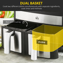 HOMCOM Oil Free Dual Air Fryer 10-in-1 8L w/ Sync Cook & Sync Finish Timer 2400W