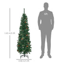 HOMCOM Christmas Tree Pencil 5.5' with 21 Pine Cone