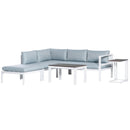 Outsunny 5-Piece Corner Garden Furniture Set w/ 2 Tables, White Aluminium Frame