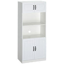 HOMCOM Kitchen Storage Cabinet, Cupborad with 5-tier Shelving 4 Doors, White