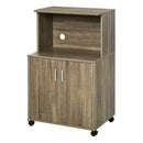 HOMCOM Kitchen Storage Unit Microwave Cart Trolley w/ Cabinet Wheels Shelf Grey