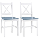 HOMCOM Dining Chairs Set of 2, Pine Wood Frame, Cross Back for Kitchen White