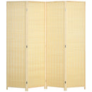 HOMCOM 4 Panel Folding Room Divider 170cm Wall Privacy Screen Protector Natural