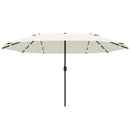 Outsunny 4.4m Double-Sided Sun Umbrella Patio Parasol Solar Lights Cream White