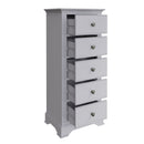Keswick Moonlight Grey  Chest of 5 Drawers - Narrow 50 x 36 x 115 cm